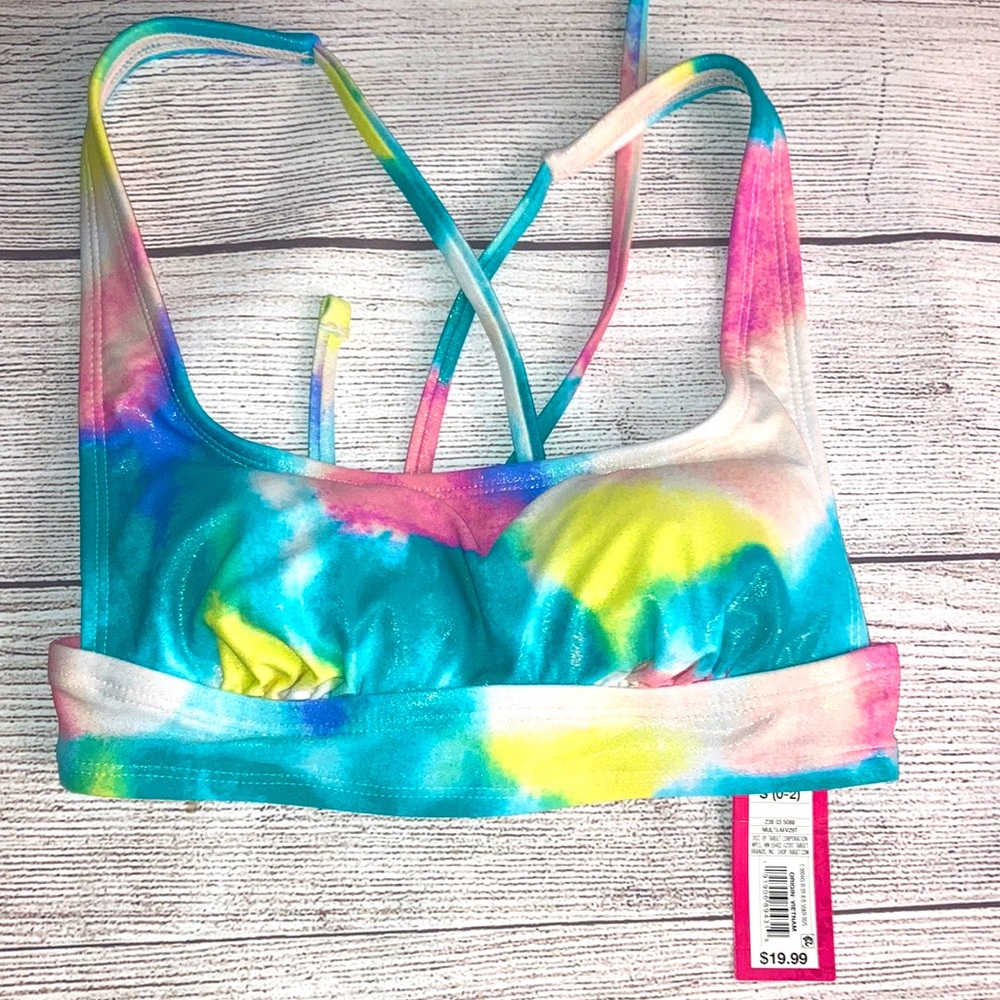 Shimmery colorful bikini top